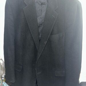Vintage Bill Blass Sport Coat Blazer 46R Black Camel Hair Jacket Classic Casual
